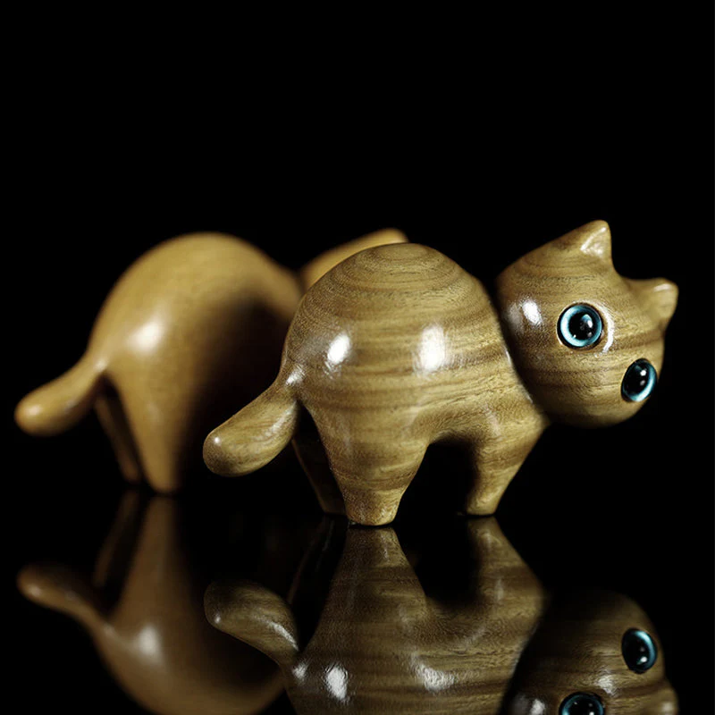 Handgemaakte houten gesneden katten - Image 8