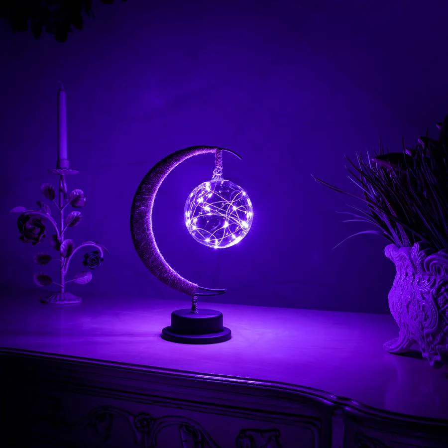 Handgemaakte Twine Rattan Bal LED Maanvormige Lamp - Image 5