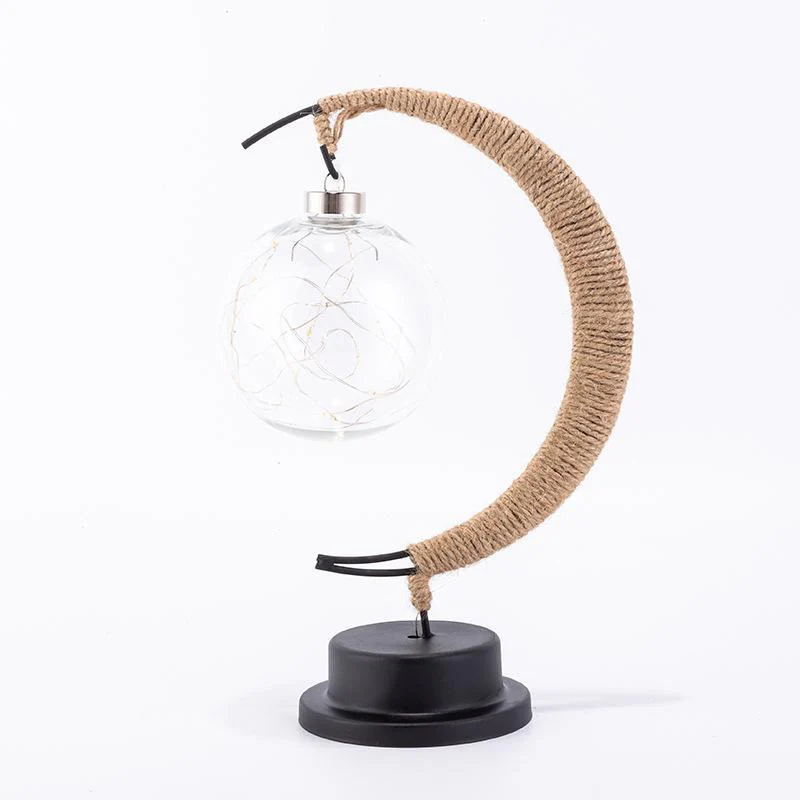 Handgemaakte Twine Rattan Bal LED Maanvormige Lamp - Image 9