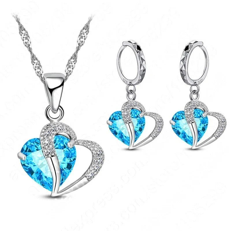 Hart Design Zirkoon Ketting Hanger Oorbellen Sets - Image 16