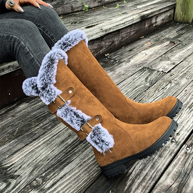 Heidi – Dames Pluche Sneeuwlaarzen tot halverwege de kuit met gespdetail - Image 3