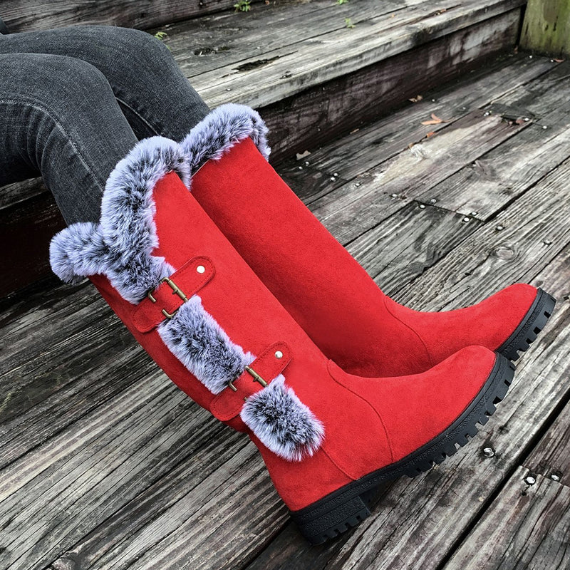 Heidi – Dames Pluche Sneeuwlaarzen tot halverwege de kuit met gespdetail - Image 8