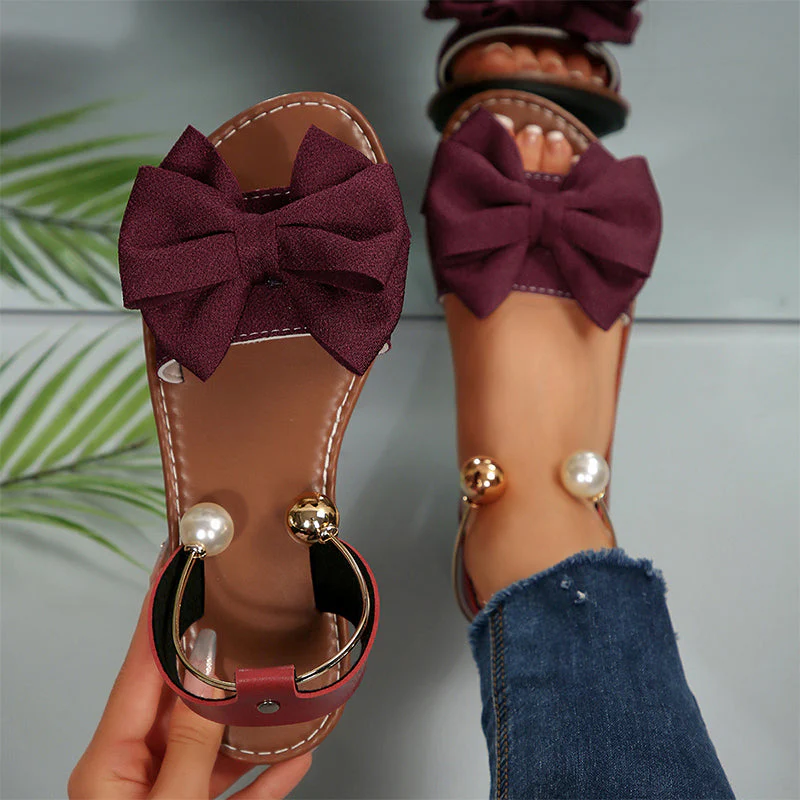 Heidi – Dames sandalen met strik en parelversiering bij de enkel - Image 13