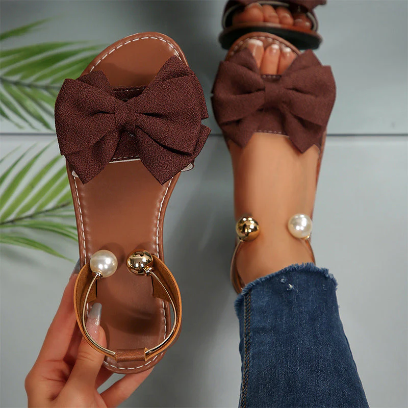 Heidi – Dames sandalen met strik en parelversiering bij de enkel - Image 17