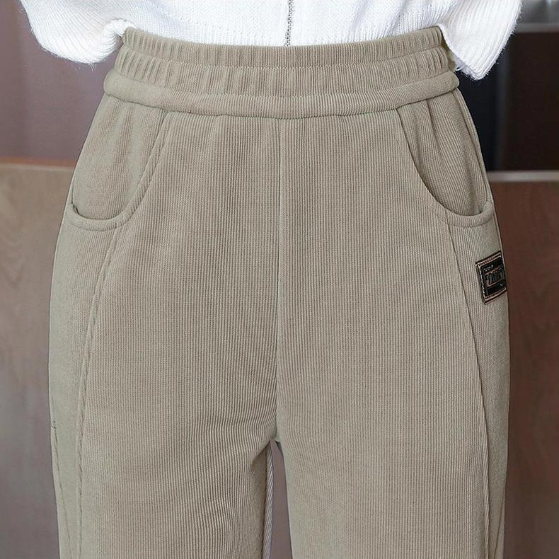 Home – Hoge taille ribbroek met fleecevoering voor een gezellige stijl - Image 3