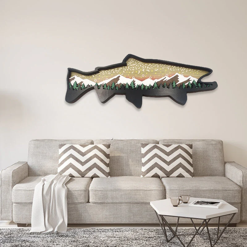 Houten Forel Kunst Landschap Muur Decor - Image 6