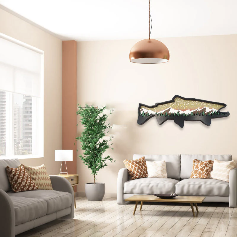 Houten Forel Kunst Landschap Muur Decor - Image 8