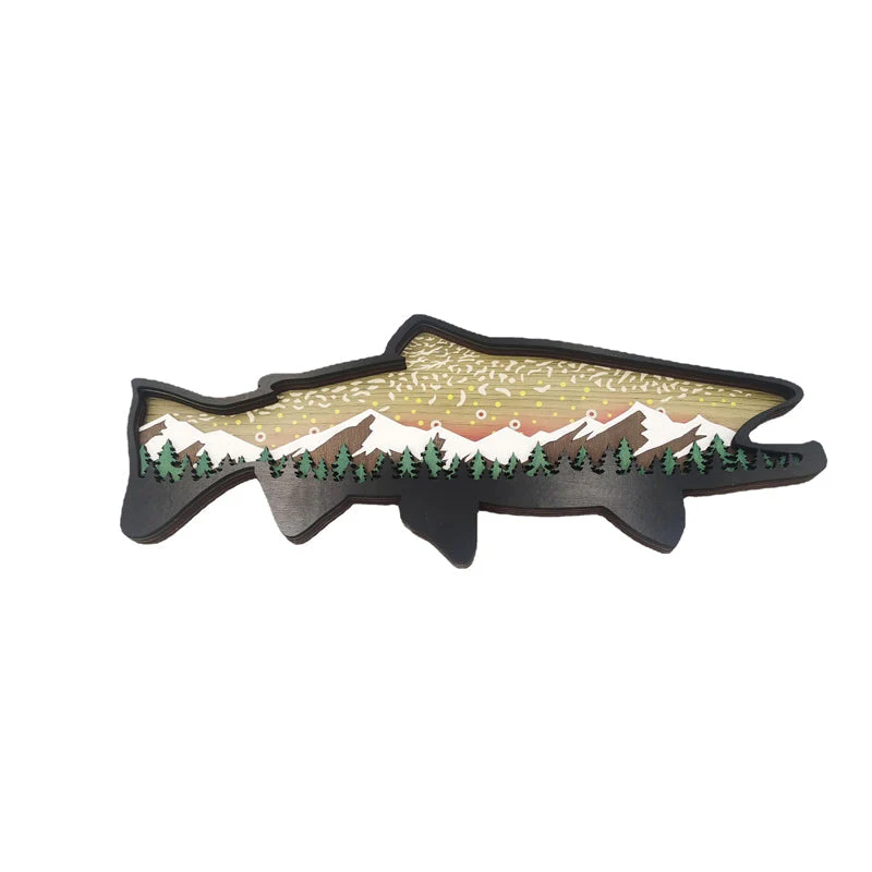 Houten Forel Kunst Landschap Muur Decor - Image 9