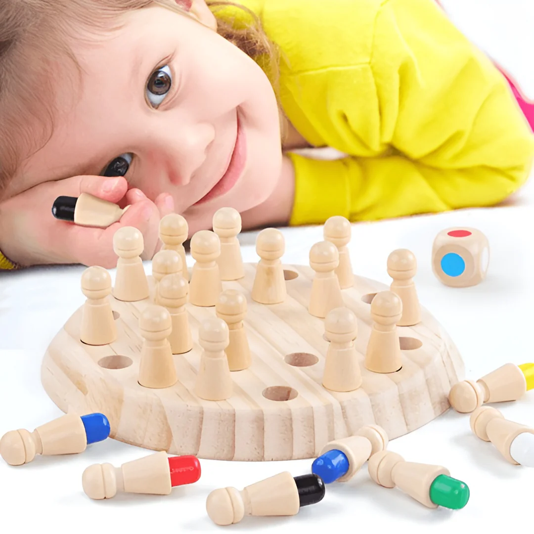 BrainBouw - Houten Memory Match Stick Schaken | 50% KORTING