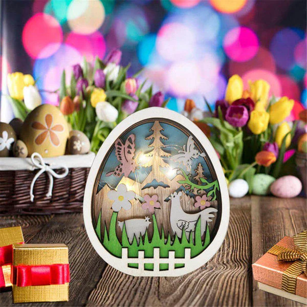Houten paasdecoratie met LED-licht - Image 13