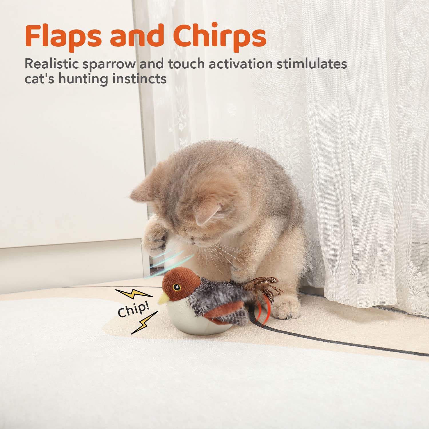 Interactief Katten Speelgoed - Fladderende Vogel Met Kattenkruid