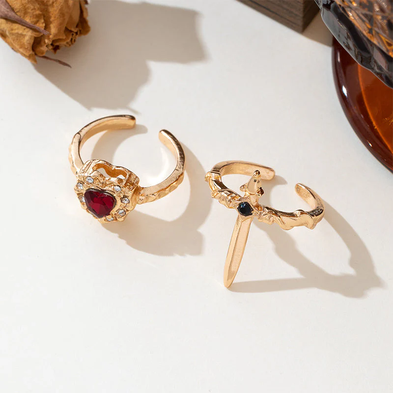 Jina – Gotische Romantische Hartenring met Verstelbare Band - Image 12