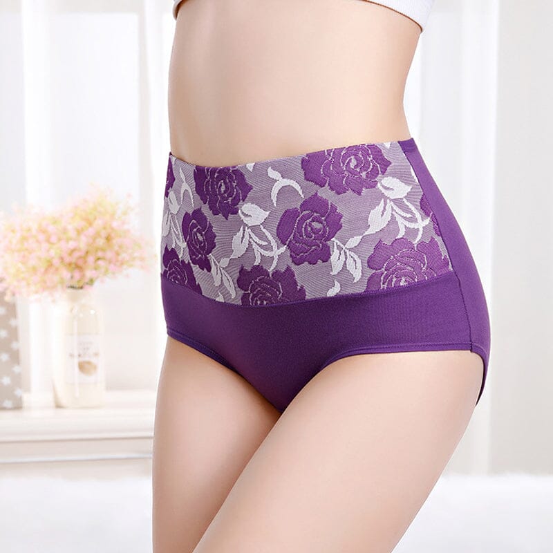 Katoenen slip met hoge taille en bloemenpatroon | 1+2 GRATIS