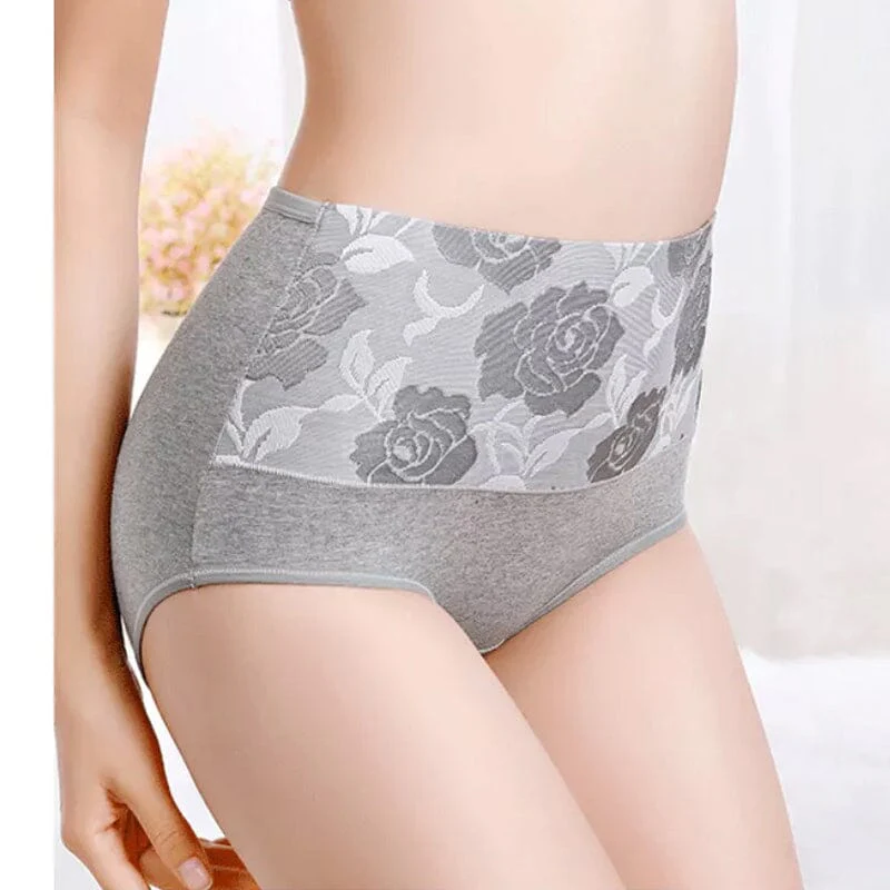 Katoenen slip met hoge taille en bloemenpatroon | 1+2 GRATIS - Image 3