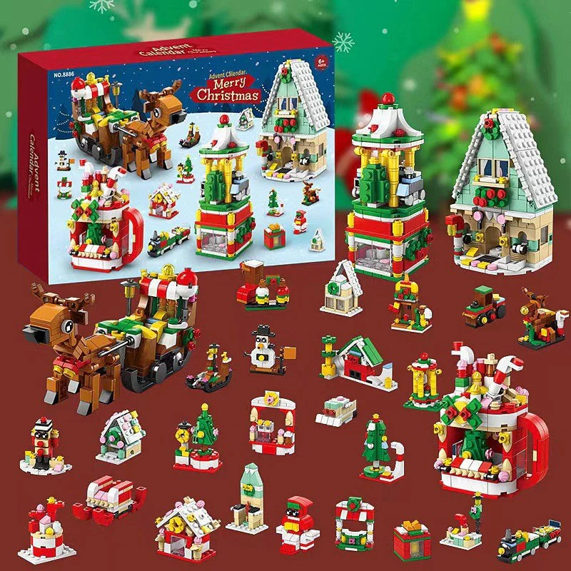 Kerst adventskalender verrassing bouwsteenset