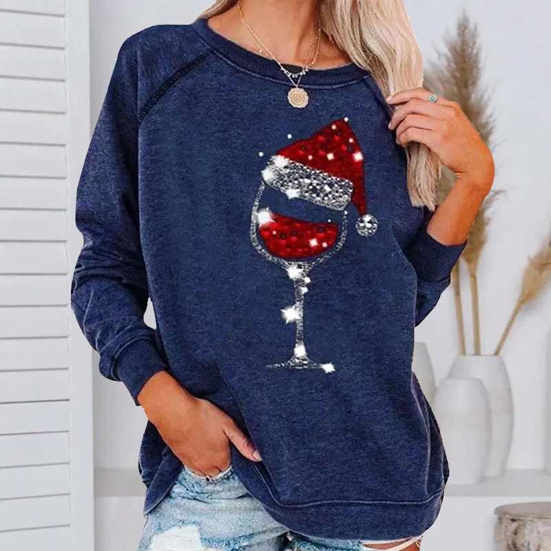 Kerst sweatshirt met wijnglasprint | 50% KORTING - Image 4