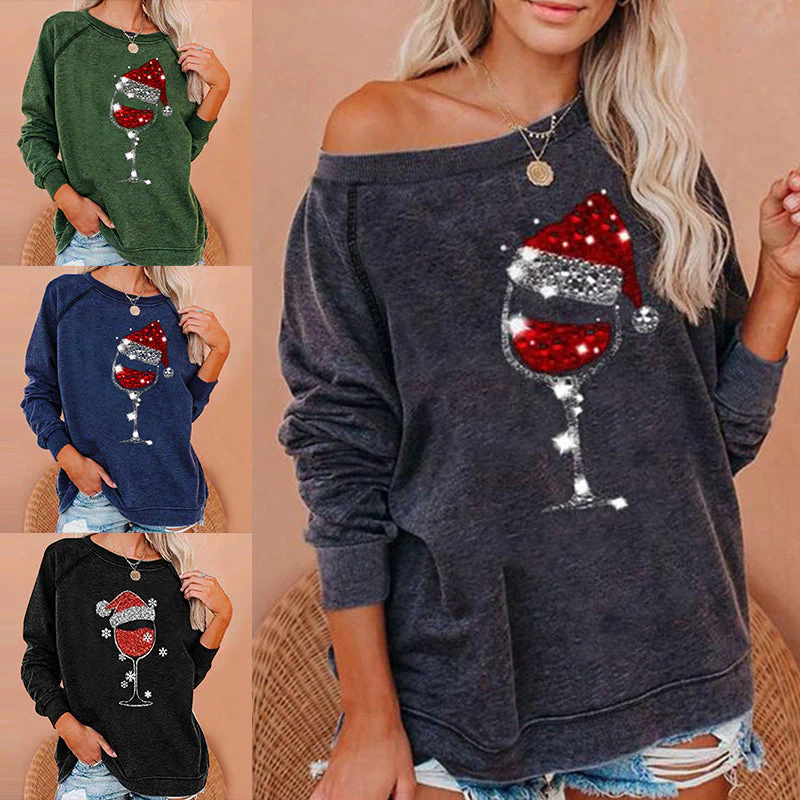 Kerst sweatshirt met wijnglasprint | 50% KORTING - Image 6