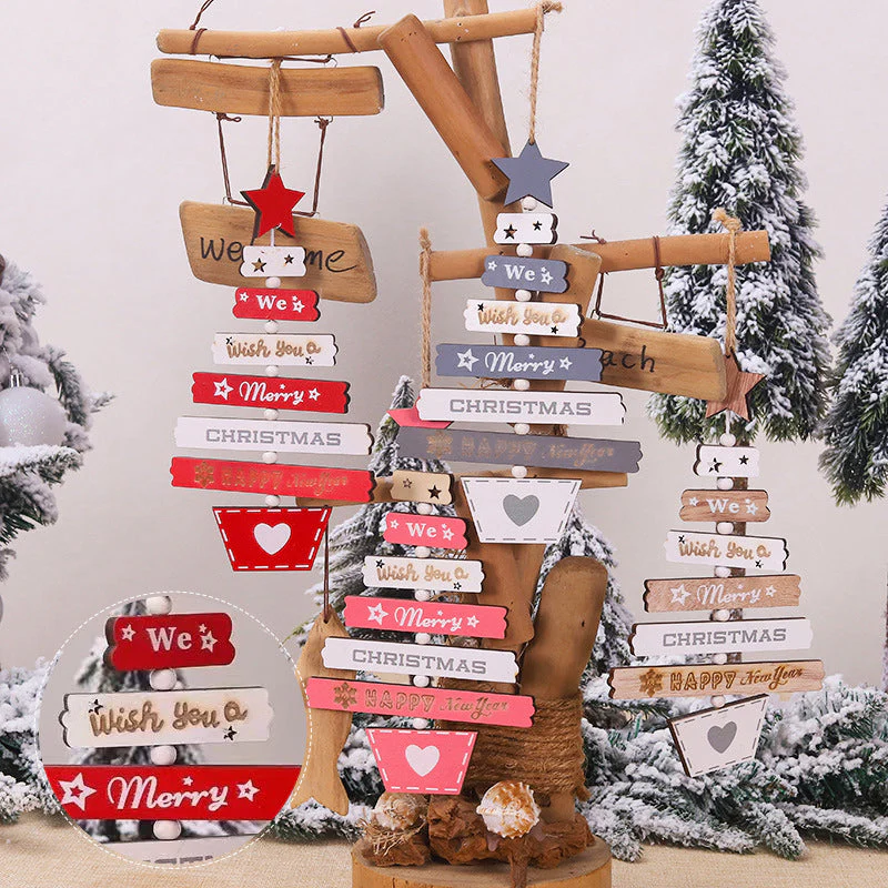 Kerstboom houten hangende decoratie - Image 12