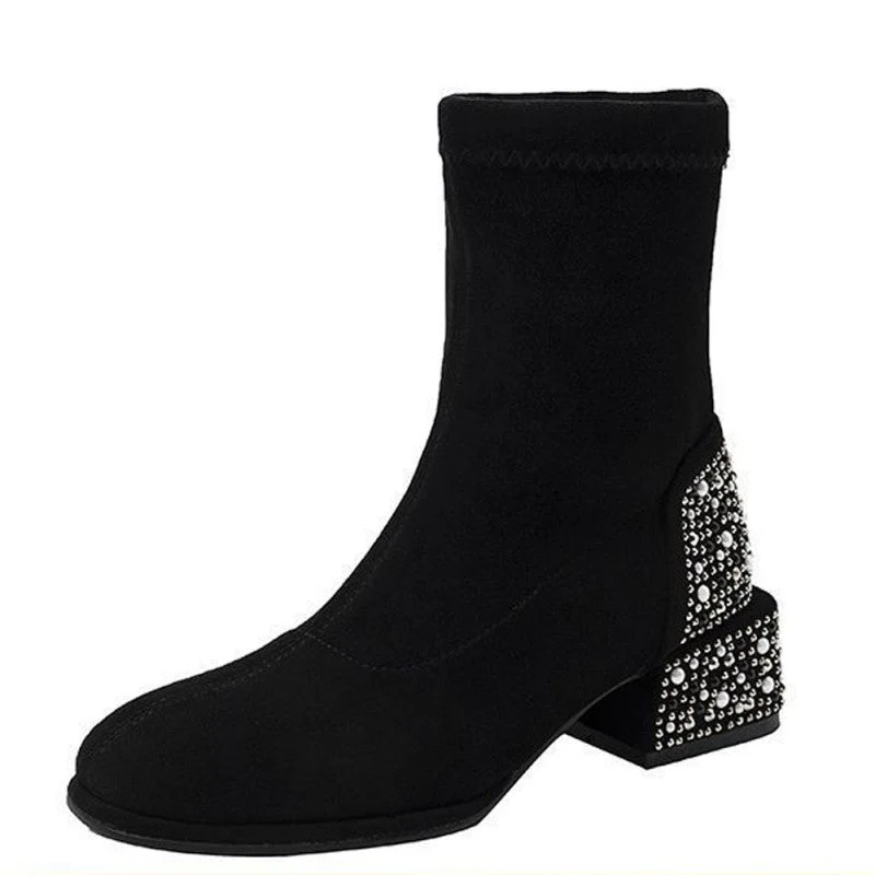 Kiera – Elegante dameslaarzen met strass steentjes en blokhak - Image 2