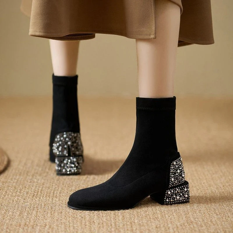 Kiera – Elegante dameslaarzen met strass steentjes en blokhak - Image 7