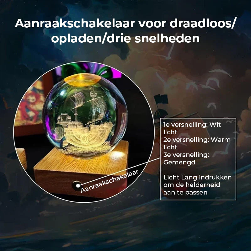 Kristallen bol nachtlampje Creatief doe-het-zelf oplaadbaar verlichtingsnachtlampje - Image 9