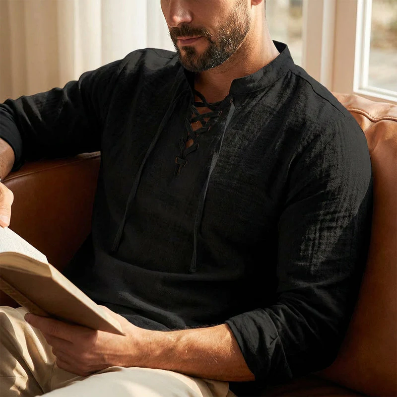 Levi – Damesblouse van katoenmengsel met veterkraag - Image 3