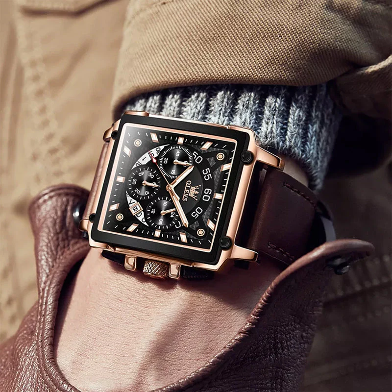 Lichtgevend Luxe Square Business Quartz horloge - Image 12