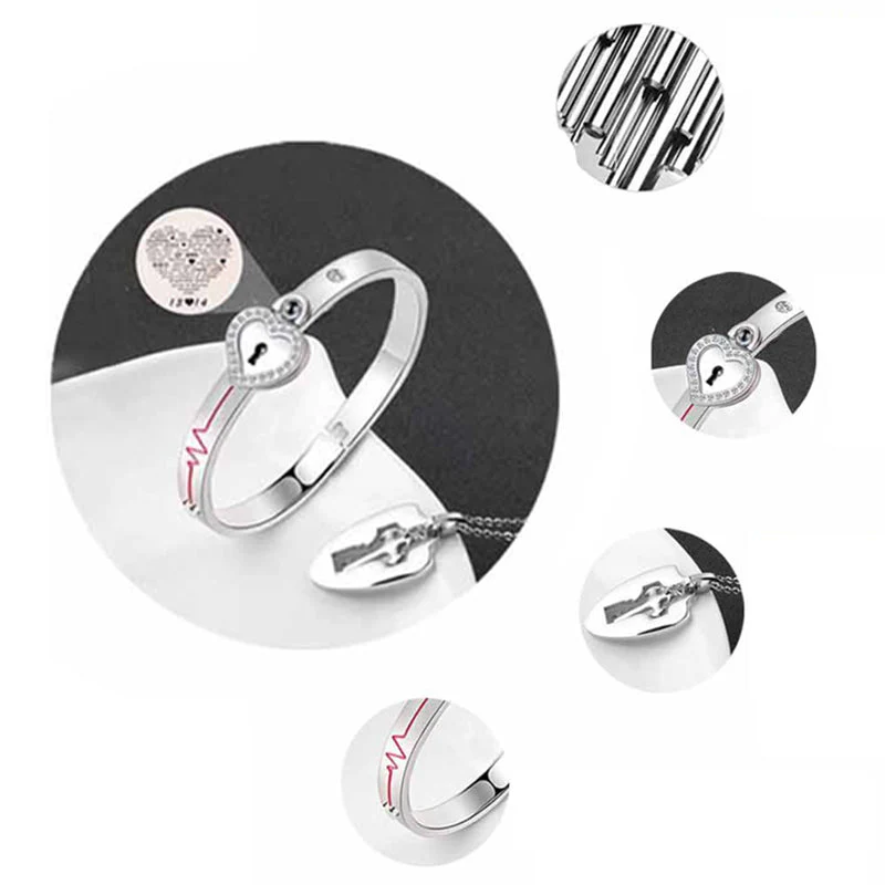 Lock Bracelet and Key Necklace Set - Image 2