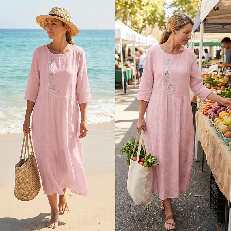 Maya – Casual midi-jurk met fijne borduursels - Image 7