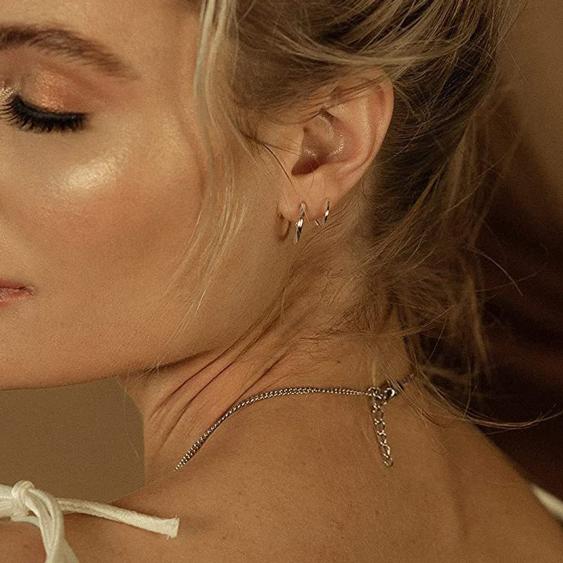 Minimalist Twist Wrap Crawler Climber Cuff Earrings - Image 2