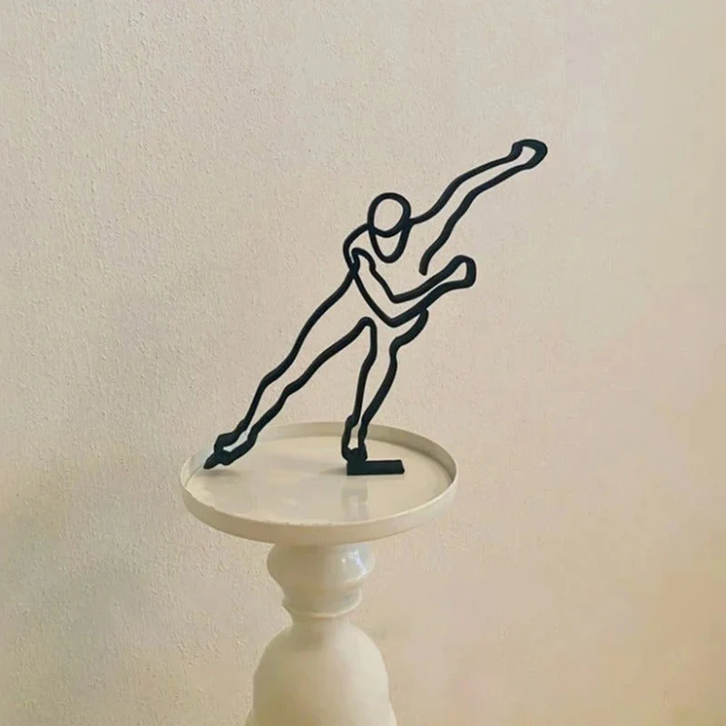 Minimalistisch ornament atleet metalen standbeeld - Image 7
