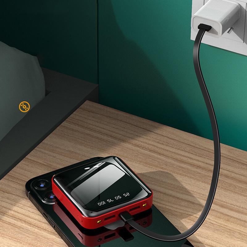 Mirror Surface Mini Powerbank met externe kabels - Image 4