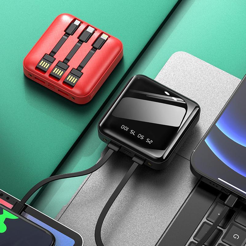 Mirror Surface Mini Powerbank met externe kabels - Image 5