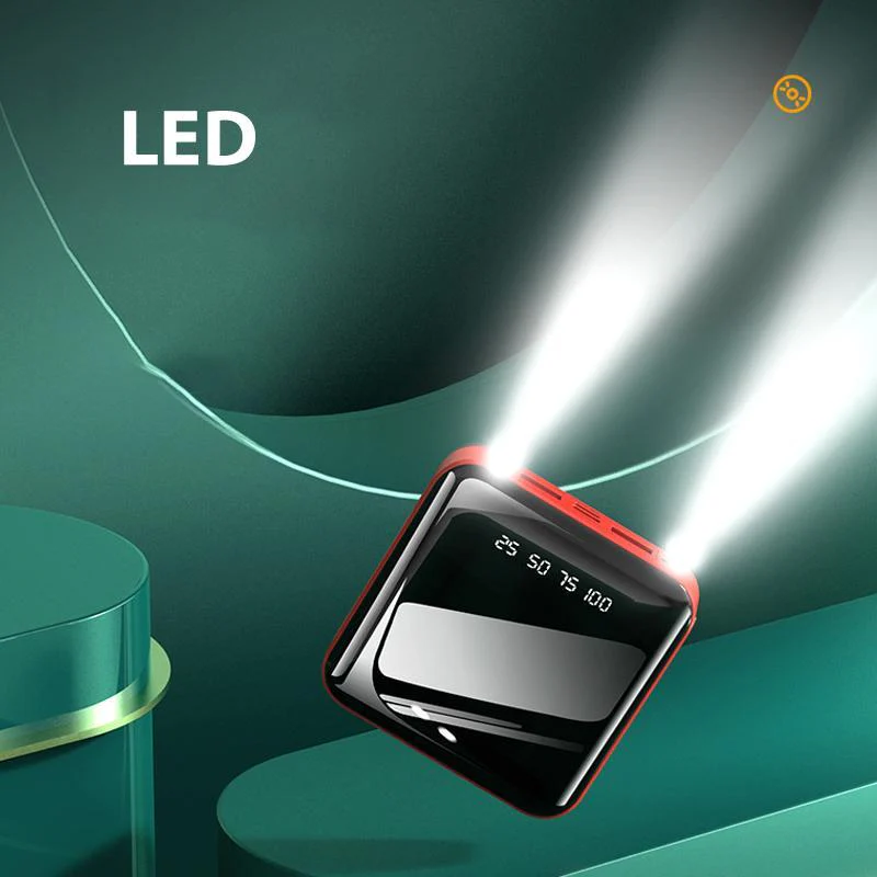 Mirror Surface Mini Powerbank met externe kabels - Image 6