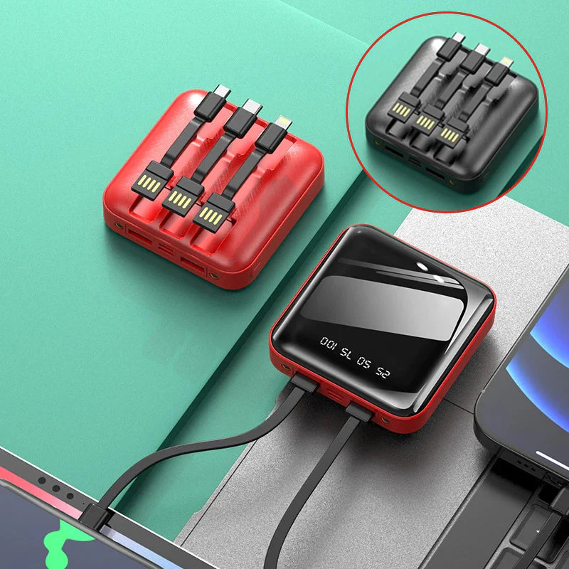Mirror Surface Mini Powerbank met externe kabels - Image 8