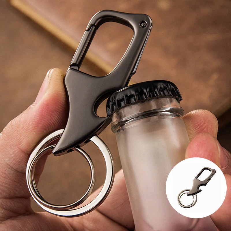 Multifunctionele hangende flesopener metalen dubbele ring sleutelhanger - Image 3