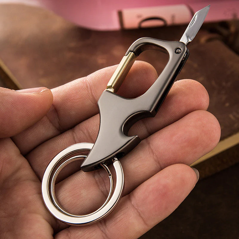 Multifunctionele hangende flesopener metalen dubbele ring sleutelhanger - Image 6