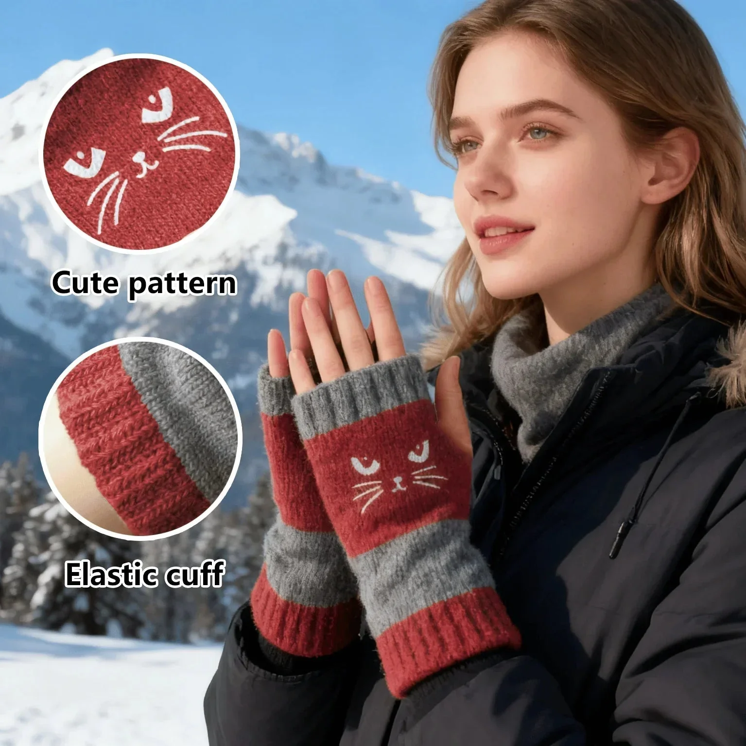 Olivia – Kattenborduurwerk vingerhandschoenen | 1+1 GRATIS - Image 4