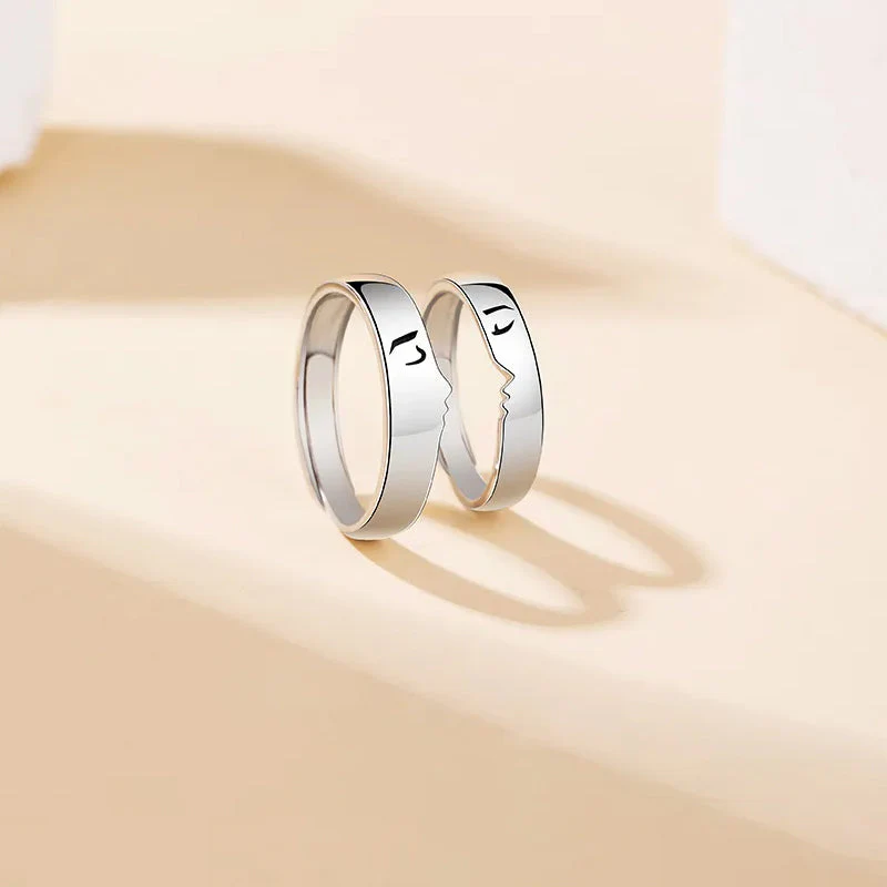 One Kiss Sterling Silver Couple Rings Valentijnsdag Cadeau gids - Image 11