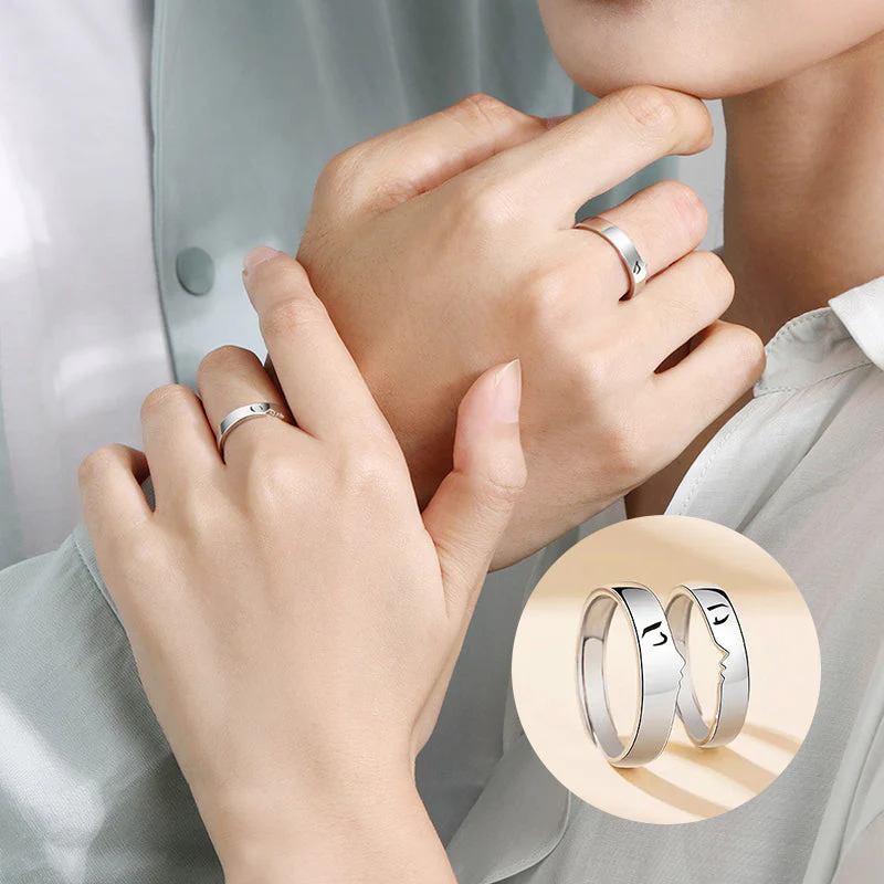 One Kiss Sterling Silver Couple Rings Valentijnsdag Cadeau gids - Image 14