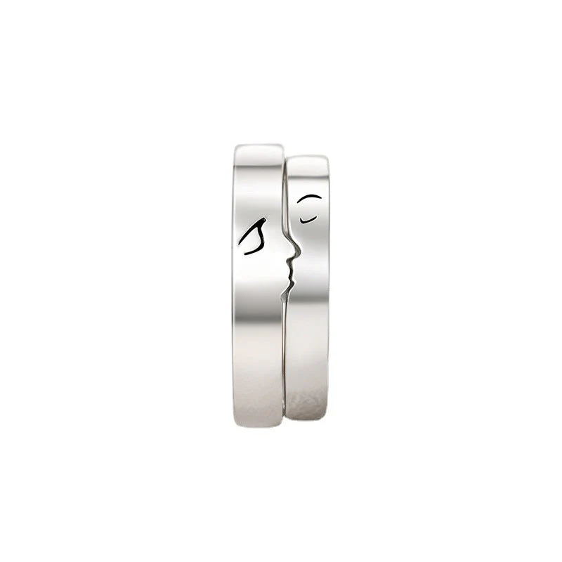One Kiss Sterling Silver Couple Rings Valentijnsdag Cadeau gids - Image 15