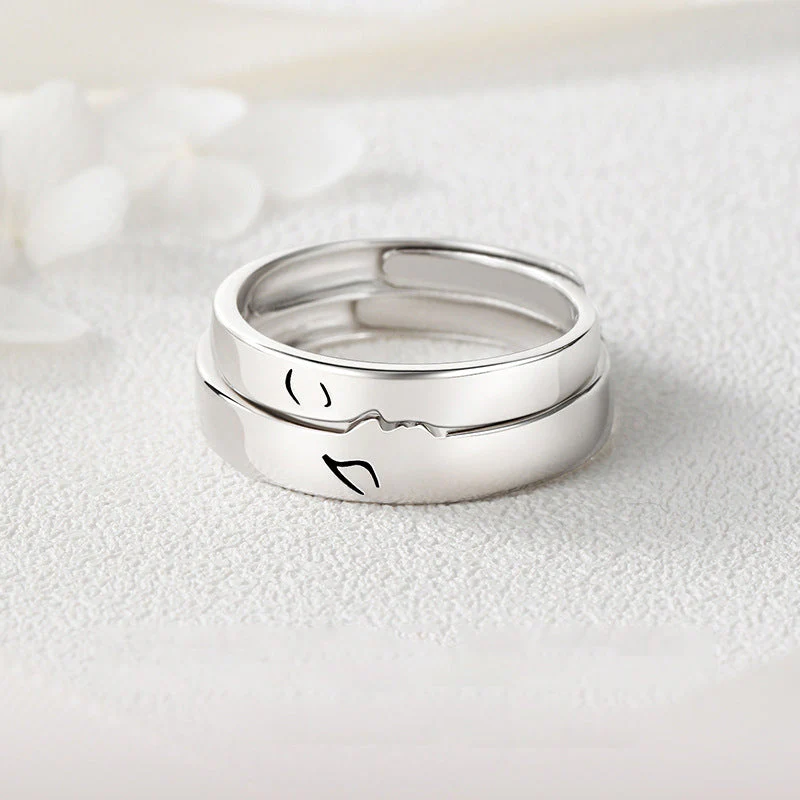 One Kiss Sterling Silver Couple Rings Valentijnsdag Cadeau gids - Image 4