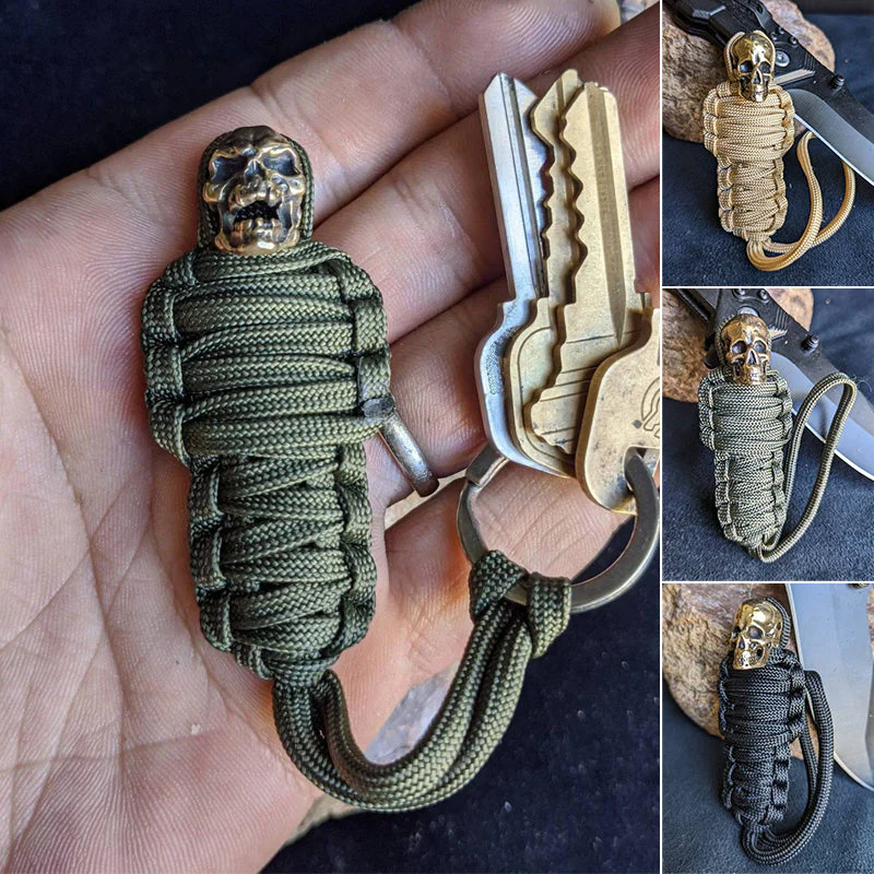 Paracord Sleutelhanger Mummie Messing Schedel - Image 8