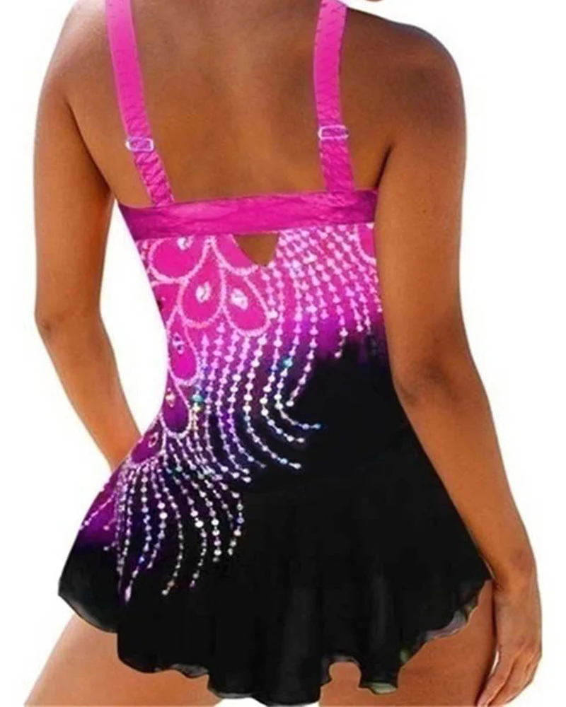 Peacock pattern swim skirt - Image 2