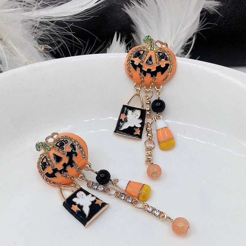 Pumpkin Ghost Creative Halloween-oorbellen met kwastjes - Image 4