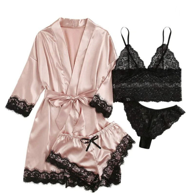 Pure Seduction 4-delige satijnen nachtkleding - Image 3