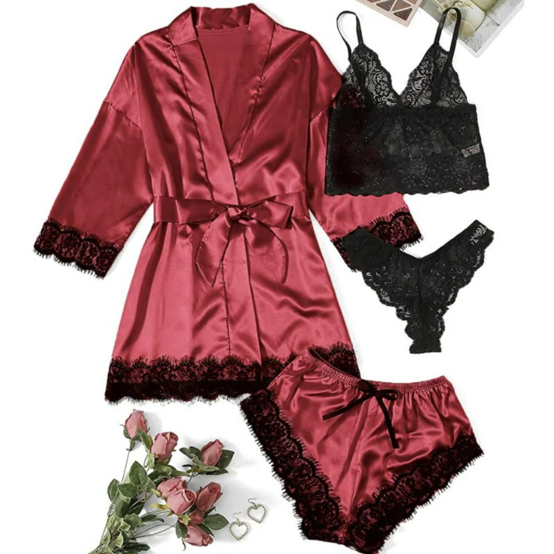 Pure Seduction 4-delige satijnen nachtkleding - Image 7