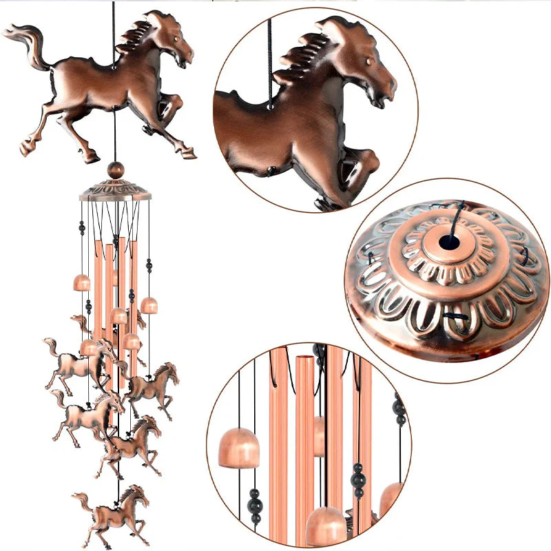 Retro windgong met paard in brons - Image 8