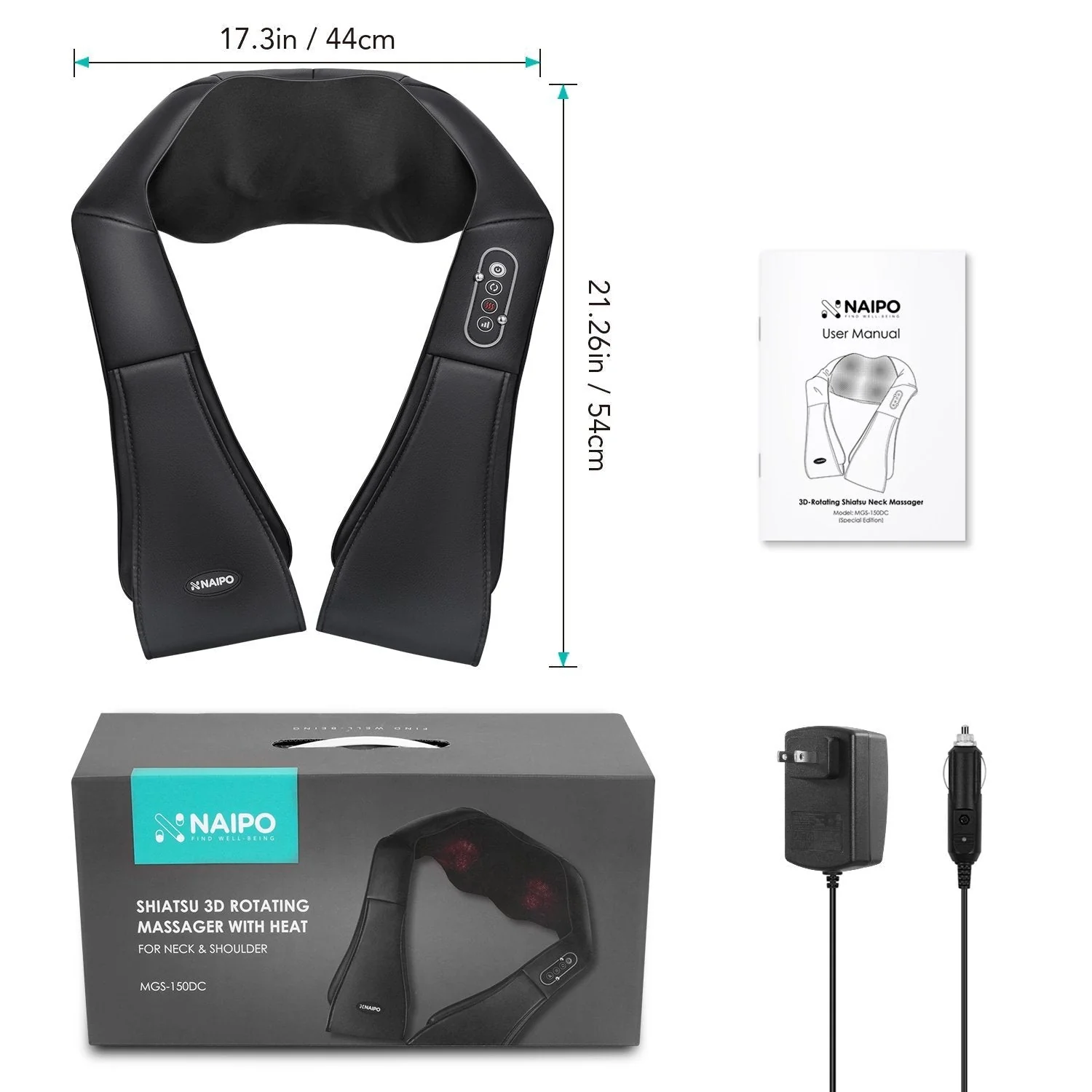 Schouder- en nekmassageapparaat met Shiatsu kneedmassage en warmte - Image 8
