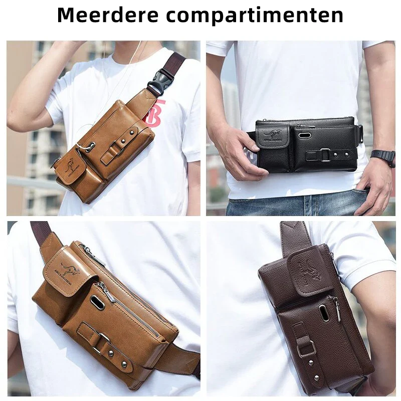 Schoudertas van echt leer voor heren - Image 2